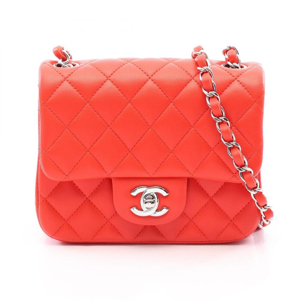 Chanel Mini Matelassé Shoulder Bag/Handbag, Lambskin Leather, Women's, Red